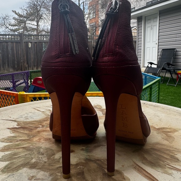 L.A.M.B. Deep Red Cutout Heels - Picture 3 of 4